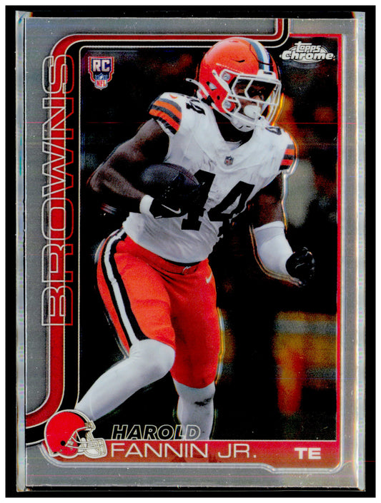 2025 Topps Chrome Harold Fannin Jr. Card Refractor RC Cleveland Browns #339