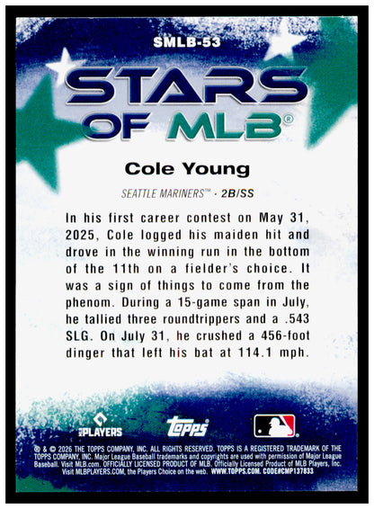 2026 Topps Cole Young Card Stars of MLB Seattle Mariners #SMLB-53
