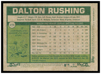 2026 Topps Heritage Dalton Rushing Card Los Angeles Dodgers #246