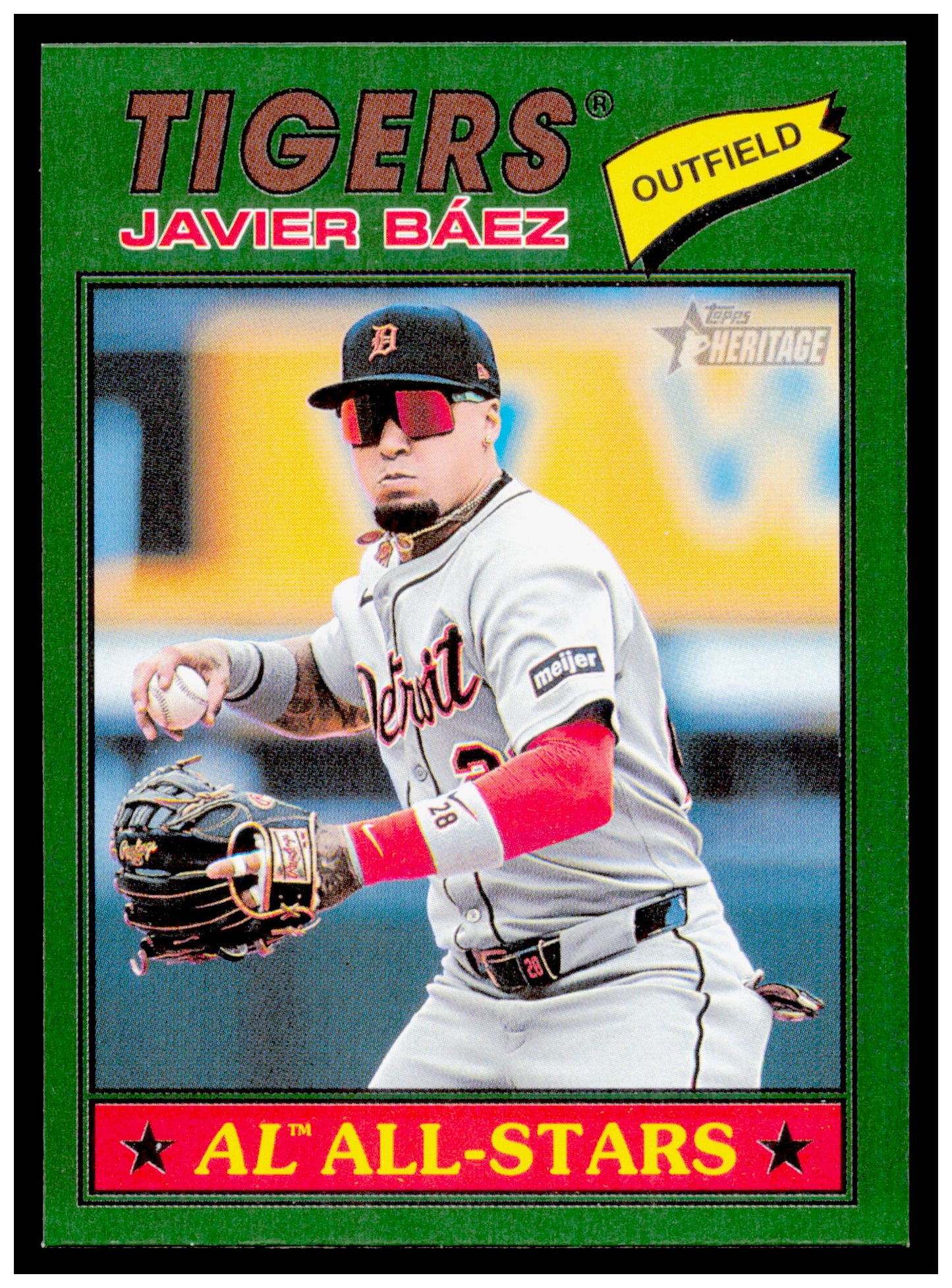 2026 Topps Heritage Javier Báez Card Dark Green Detroit Tigers #107