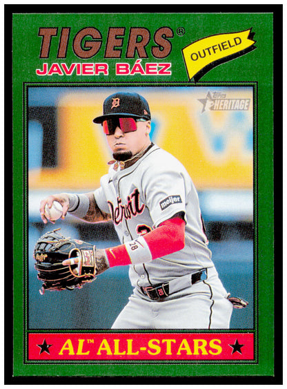 2026 Topps Heritage Javier Báez Card Dark Green Detroit Tigers #107