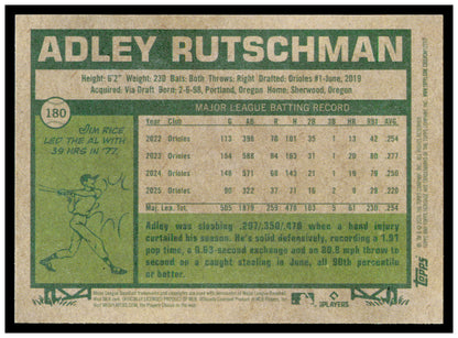 2026 Topps Heritage Adley Rutschman Card Baltimore Orioles #180