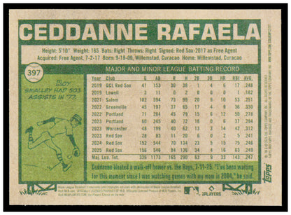 2026 Topps Heritage Ceddanne Rafaela Card Boston Red Sox #397