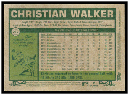 2026 Topps Heritage Christian Walker Card Houston Astros #217