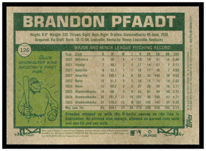 2026 Topps Heritage Brandon Pfaadt Card Arizona Diamondbacks #126