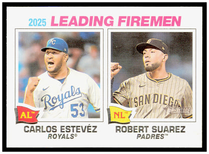 2026 Topps Heritage 2025 Leading Firemen Carlos Estevez / Robert Suarez Card #8