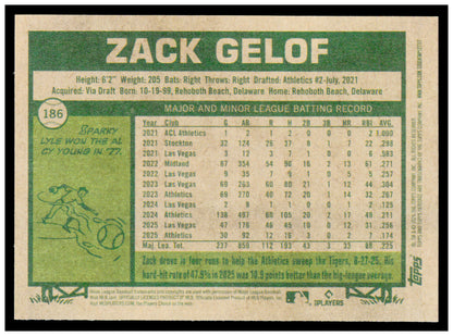 2026 Topps Heritage Zack Gelof Card Athletics #186