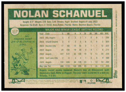 2026 Topps Heritage Nolan Schanuel Card Los Angeles Angels #117