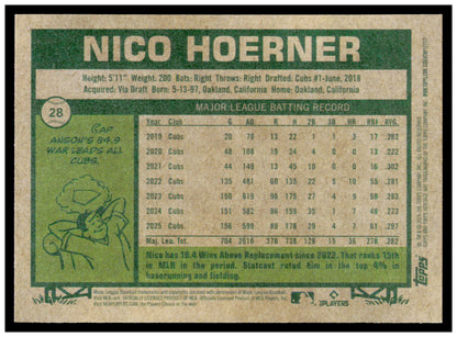 2026 Topps Heritage Nico Hoerner Card Chicago Cubs #28