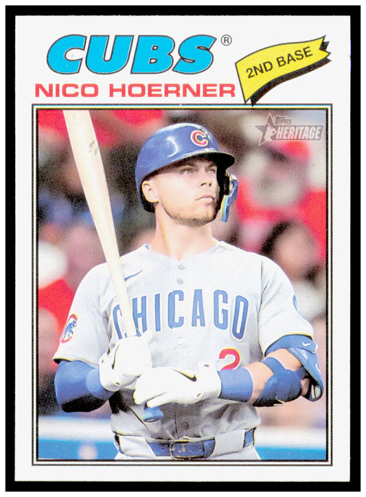 2026 Topps Heritage Nico Hoerner Card Chicago Cubs #28