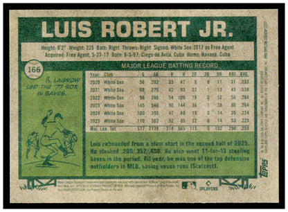 2026 Topps Heritage Luis Robert Jr. Card Chicago White Sox #166