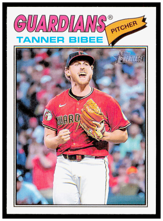 2026 Topps Heritage Tanner Bibee Card Cleveland Guardians #74