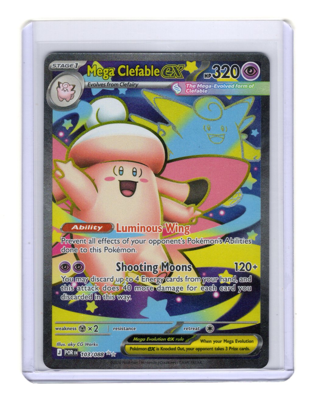 Pokemon Perfect Order Mega Clefable ex Card Ultra Rare,Holo #103/088