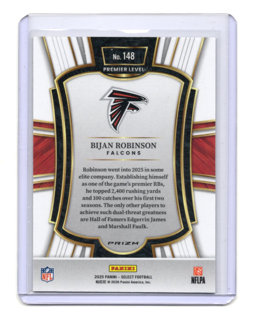 2025 Panini Select Bijan Robinson Card Green and Yellow Prizm Shock  Falcons