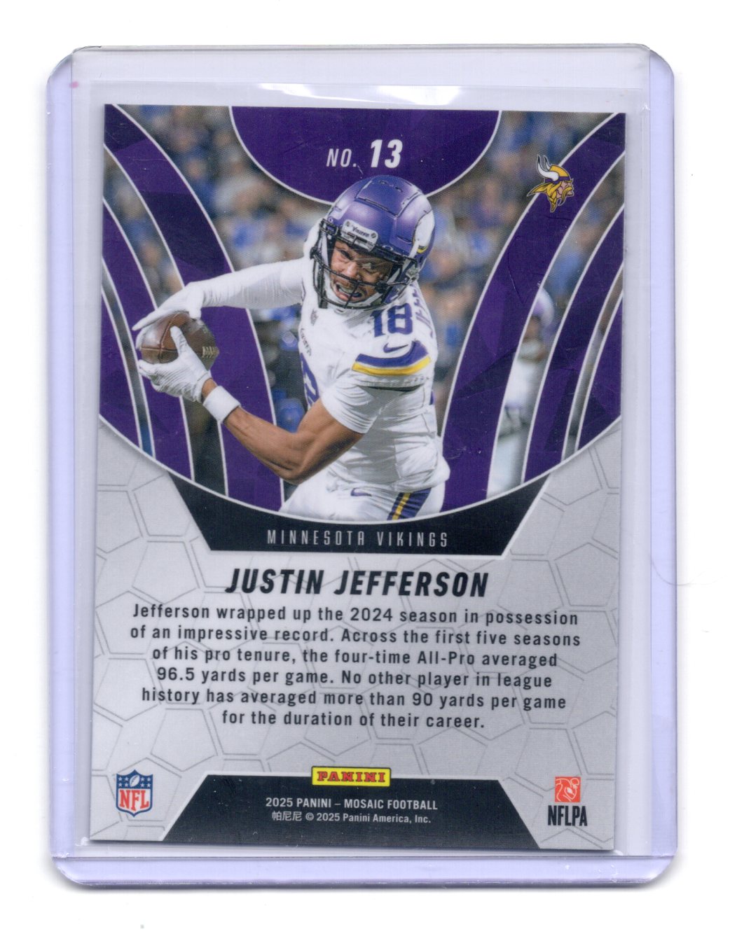 2025 Panini Mosaic Justin Jefferson Card Elevate Minnesota Vikings #13