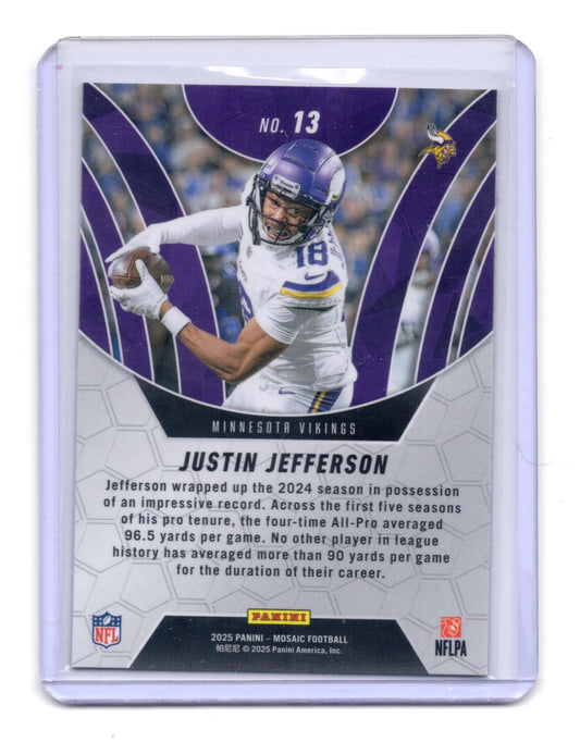 2025 Panini Mosaic Justin Jefferson Card Elevate Minnesota Vikings #13