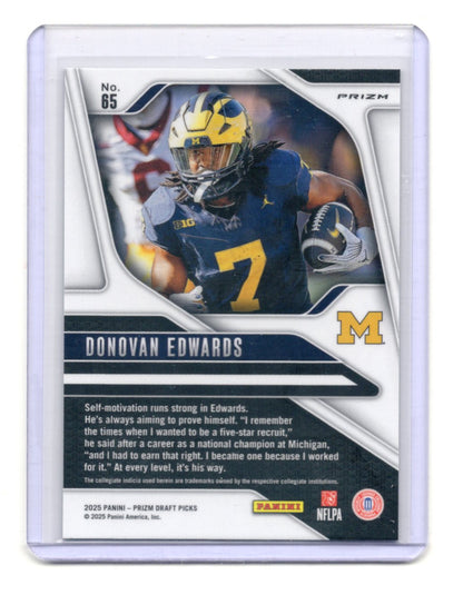 2025 Panini Prizm Draft Picks Donovan Edwards Card Prizms Green Wolverines