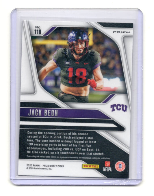 2025 Panini Prizm Draft Picks Jack Bech Card Prizms Purple SN TCU Horned Frogs