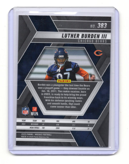 2025 Panini Mosaic Luther Burden III Card RC Chicago Bears #383