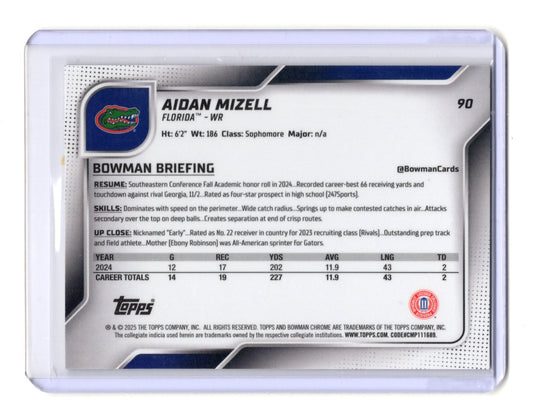 2025 Bowman University Chrome Aidan Mizell  Lime Green  Gators #/275