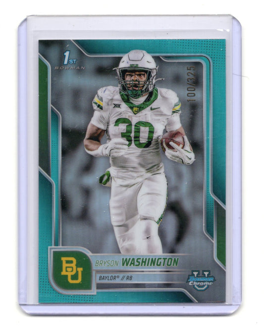 2025 Bowman Chrome University Bryson Washington Aqua Mini Diamond /325 1st RC