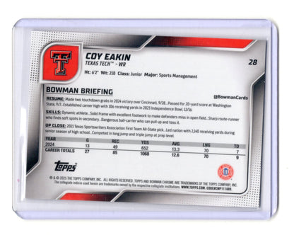 2025 Bowman Chrome University Coy Eakin X-Fractor Texas Tech RC #28