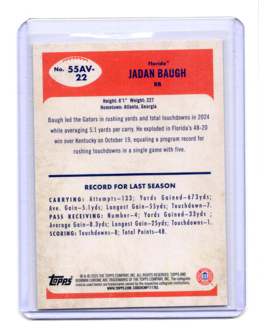 2025 Bowman University Chrome Jadan Baugh Card 1955 Bowman Football Florida