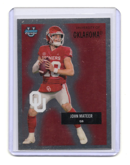 2025 Bowman University Chrome John Mateer Card 1955 Bowman Football Sooners