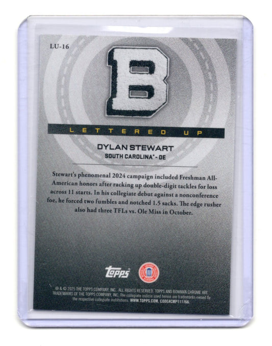 2025 Bowman University Chrome Dylan Stewart Card Lettered Up South Carolina