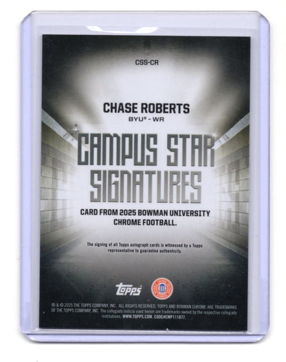 2025 Bowman University Chrome Chase Roberts Card Campus Star Signatures AU BYU