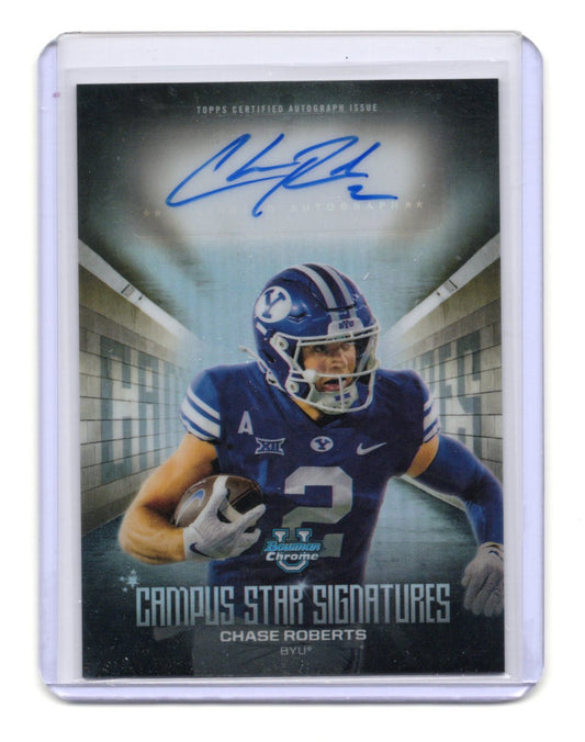 2025 Bowman University Chrome Chase Roberts Card Campus Star Signatures AU BYU