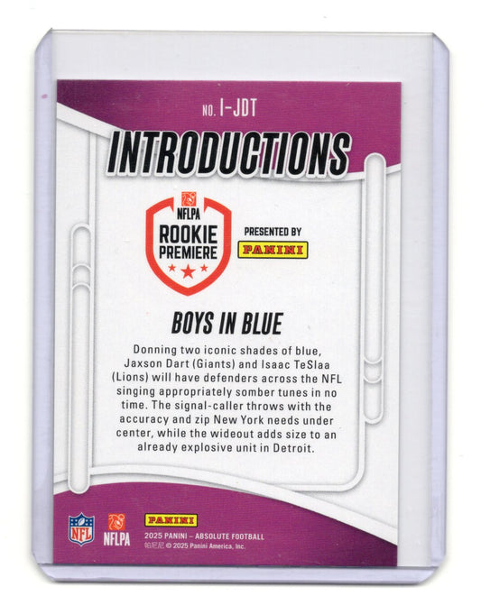 2025 Panini Absolute Boys In Blue Card Introductions Lions / Giants #I-JDT