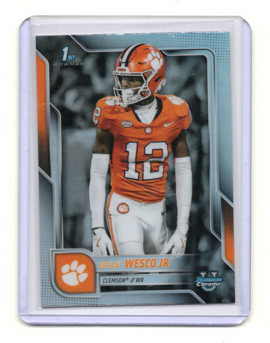 2025 Bowman Chrome U Bryant Wesco Jr Refractor Clemson 1st Prospect RC #27