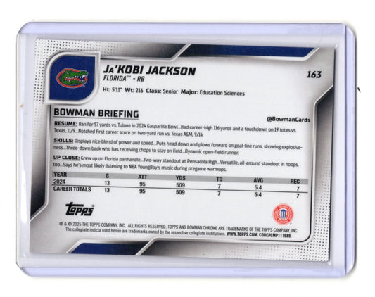 2025 Bowman Chrome U Ja'Kobi Jackson Gold Shimmer Refractor /50 1st RC #163