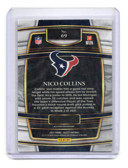2025 Panini Select Nico Collins Card Red and Blue Prizm Shock Houston Texans #35