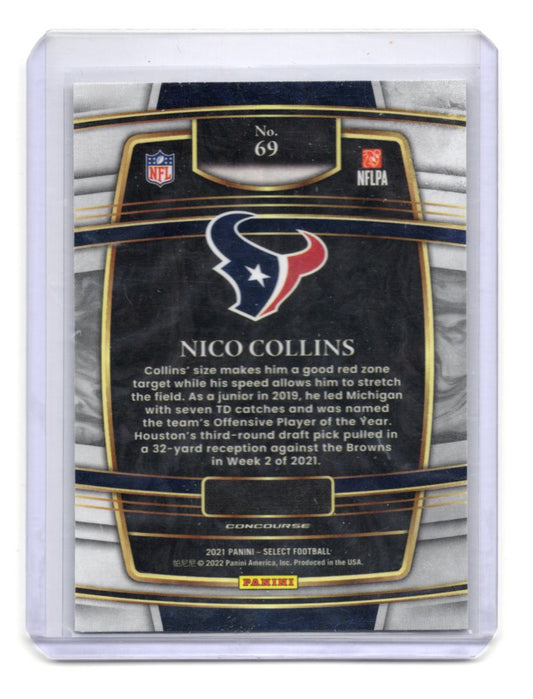 2025 Panini Select Nico Collins Card Red and Blue Prizm Shock Houston Texans #35
