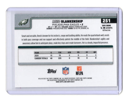 2025 Topps Chrome Reed Blankenship Card Refractor Philadelphia Eagles #251