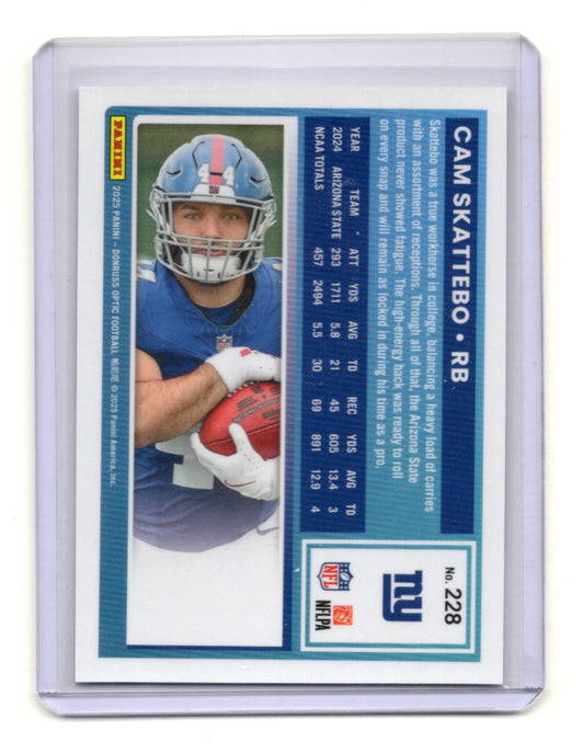 2025 Donruss Optic Cam Skattebo Card RC New York Giants #228
