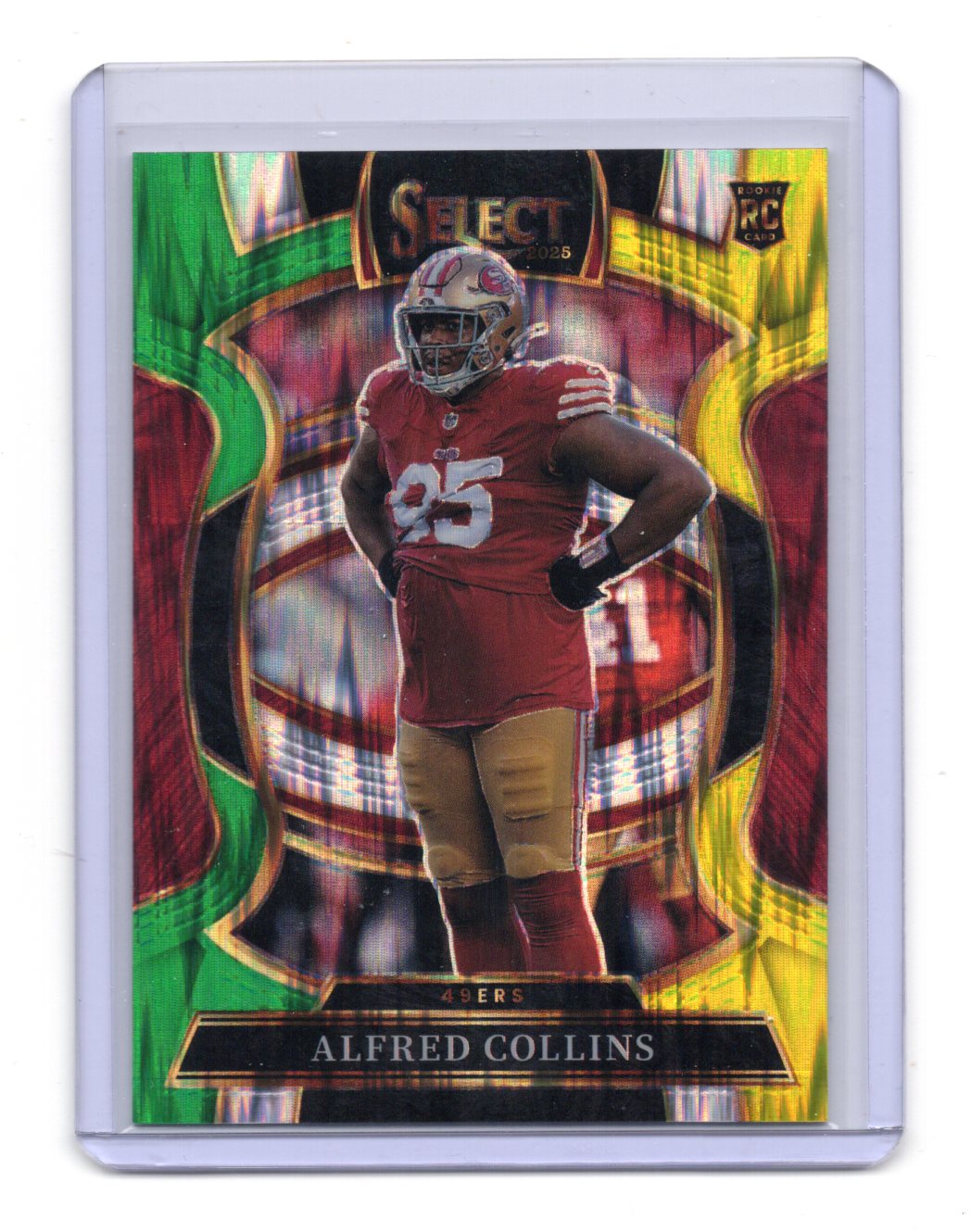 2025 Panini Select Alfred Collins Card Green and Yellow Prizm Shock RC 49ers