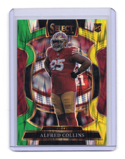 2025 Panini Select Alfred Collins Card Green and Yellow Prizm Shock RC 49ers
