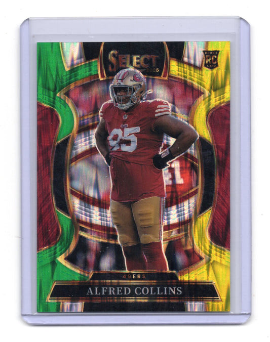 2025 Panini Select Alfred Collins Card Green and Yellow Prizm Shock RC 49ers