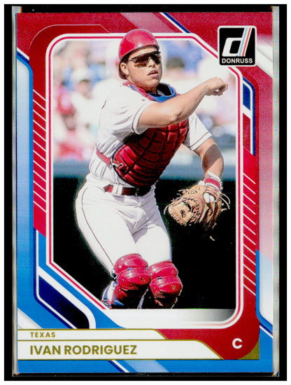 2026 Donruss Ivan Rodriguez Card Red and Blue Texas Rangers #64