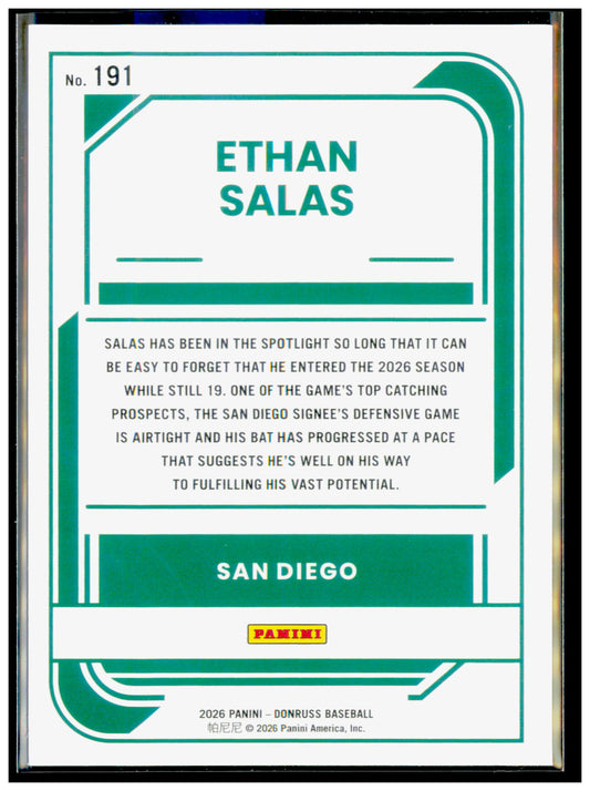 2026 Donruss Ethan Salas Rated Prospect Liberty Foil #191 Padres