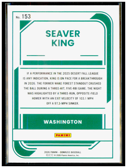 2026 Donruss Seaver King Card Washington Nationals #153