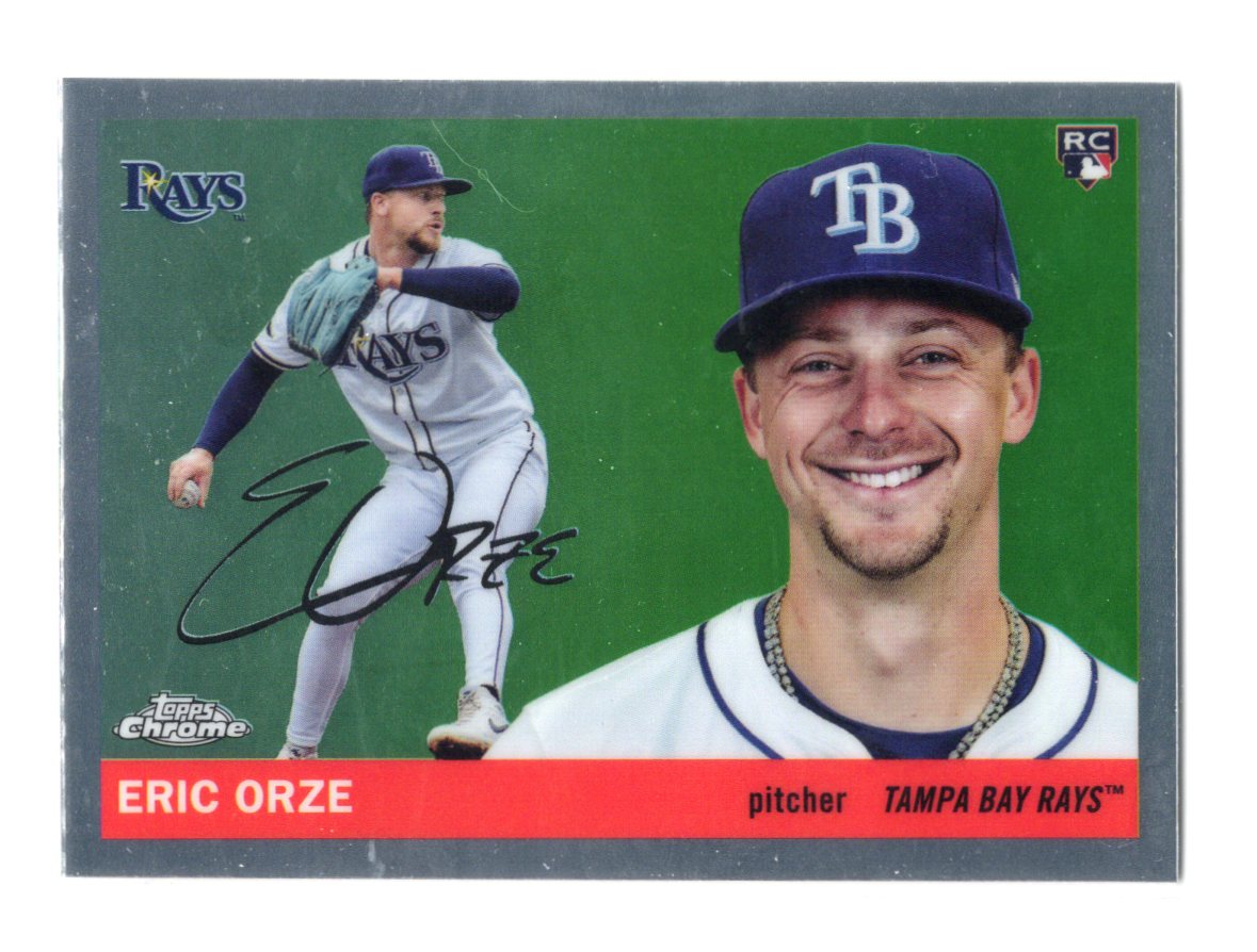 2025 Topps Chrome Platinum Eric Orze Card RC Tampa Bay Rays #389
