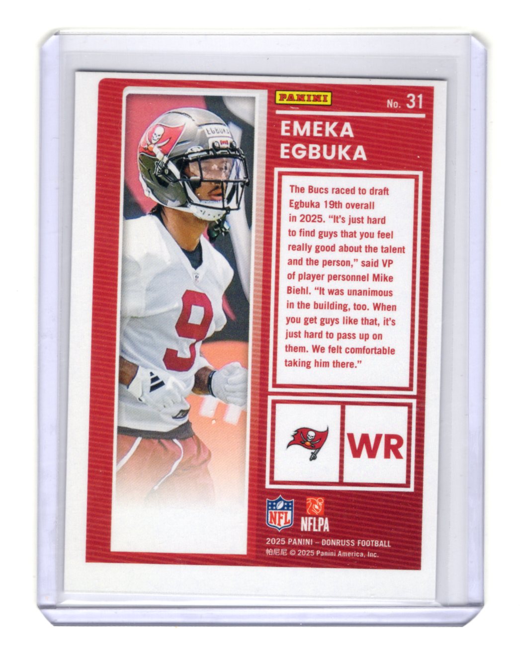 2025 Donruss Emeka Egbuka Card The Rookies Tampa Bay Buccaneers #31