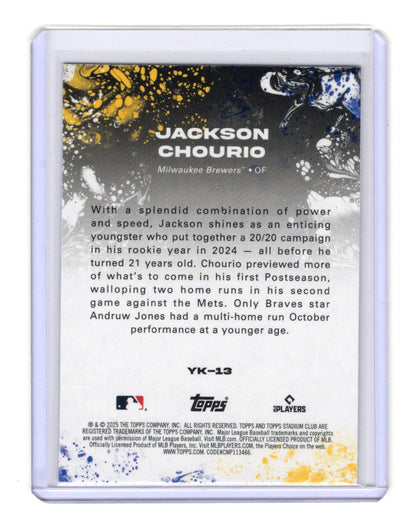2025 Stadium Club Jackson Chourio Card Yours for the Taking Brewers #YK-13