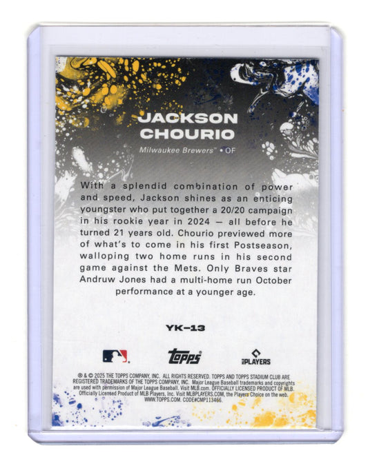 2025 Stadium Club Jackson Chourio Card Yours for the Taking Brewers #YK-13