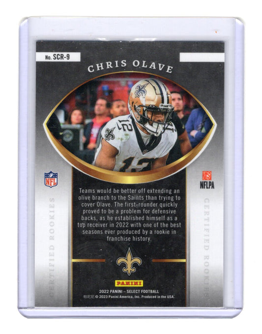 2022 Panini Select Chris Olave Card Select Certified Rookies New Orleans Saints