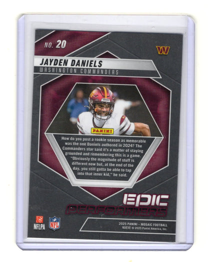 2025 Panini Mosaic Jayden Daniels Card Epic Performers Washington Commanders #20